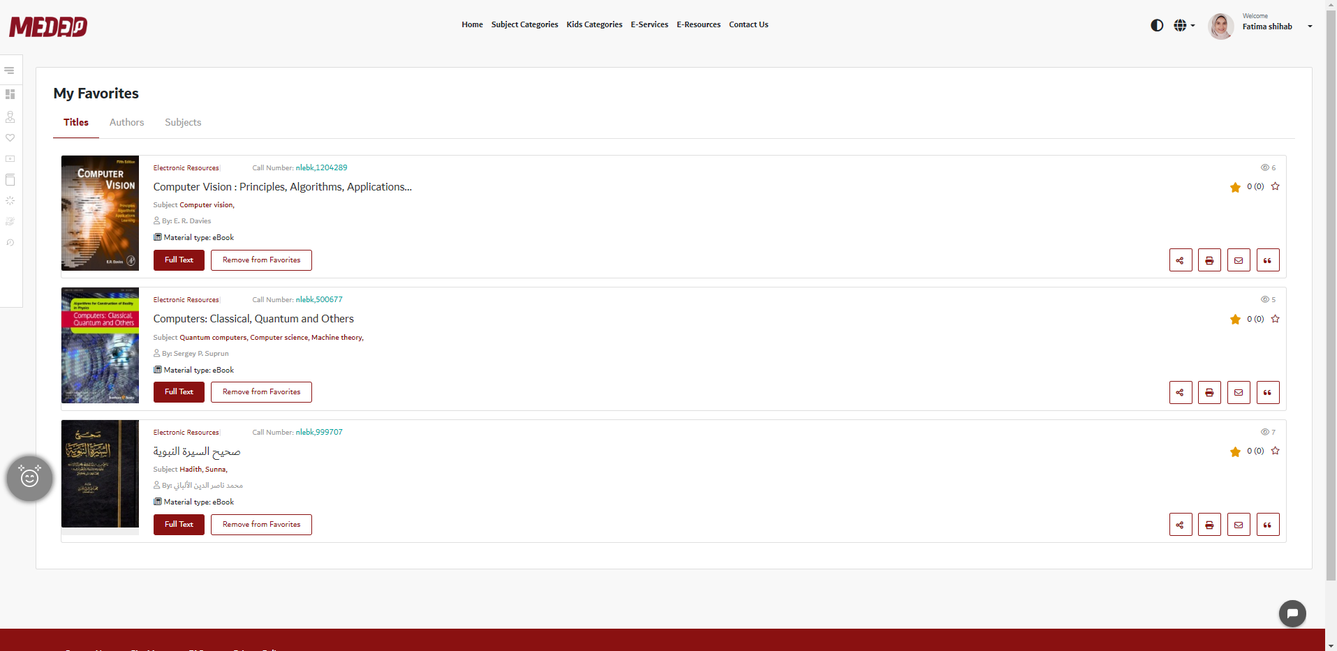 screenshot of MEDAD Library Services Platform